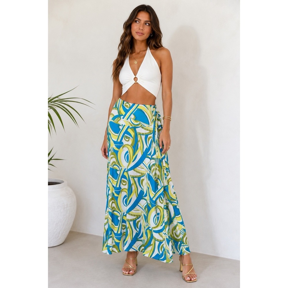 Joyous & Free Women's 3‎ In 1 Convertible Skirt XL Abstract Print Y2K Boho